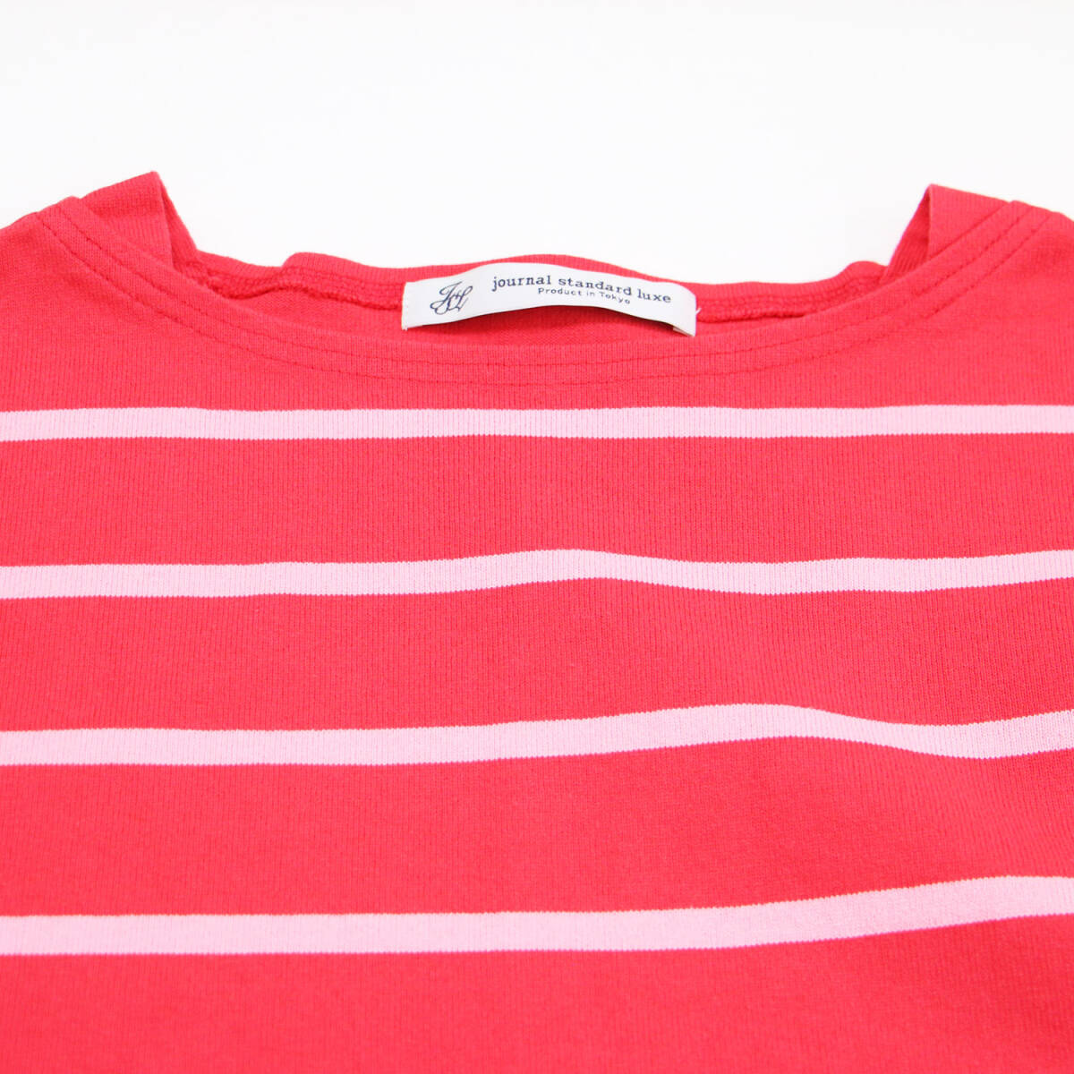 journal standard luxe カットソー レッド サイズ:FREE / 25春夏 ボーダー ボートネック プルオーバー / カットソー ワイド スリット