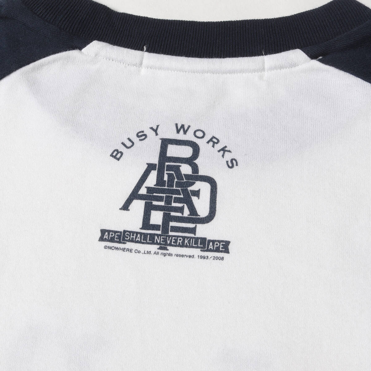 A BATHING APE ア ベイシング エイプ Tシャツ サイズ:M / 00s BAPEロゴ 7分袖 ラグラン Tシャツ / ネイビー ホワイト / トップス_画像5