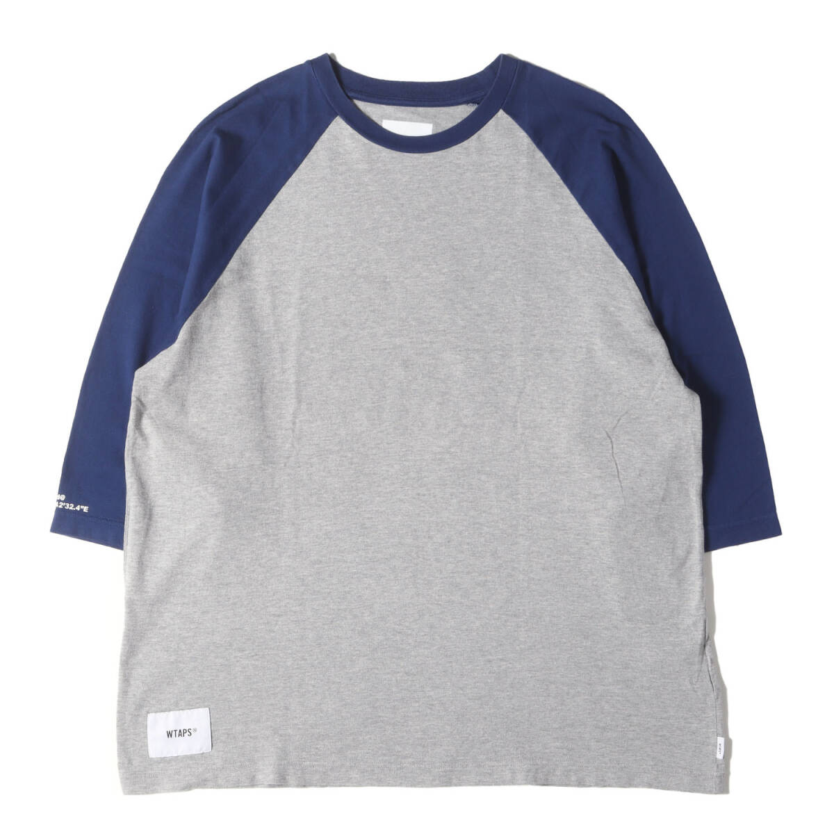 WTAPS ダブルタップス Tシャツ サイズ:L / 21SS 袖GPSロゴ 7分袖 ラグラン Tシャツ (IAN RAGLAN COTTON) / ネイビー グレー / トップス