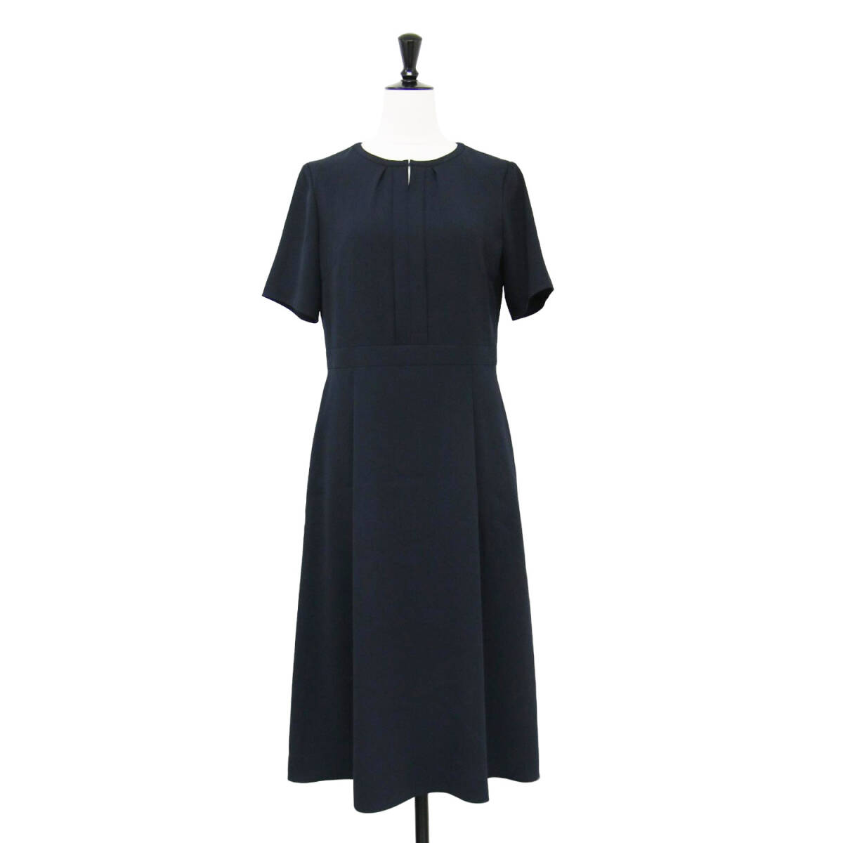 NEWYORKER ニューヨーカー ワンピース ネイビー 紺 サイズ:7AR(S) / 24春夏 ポリエステル マット クロス 2WAYネック 半袖 ワンピース