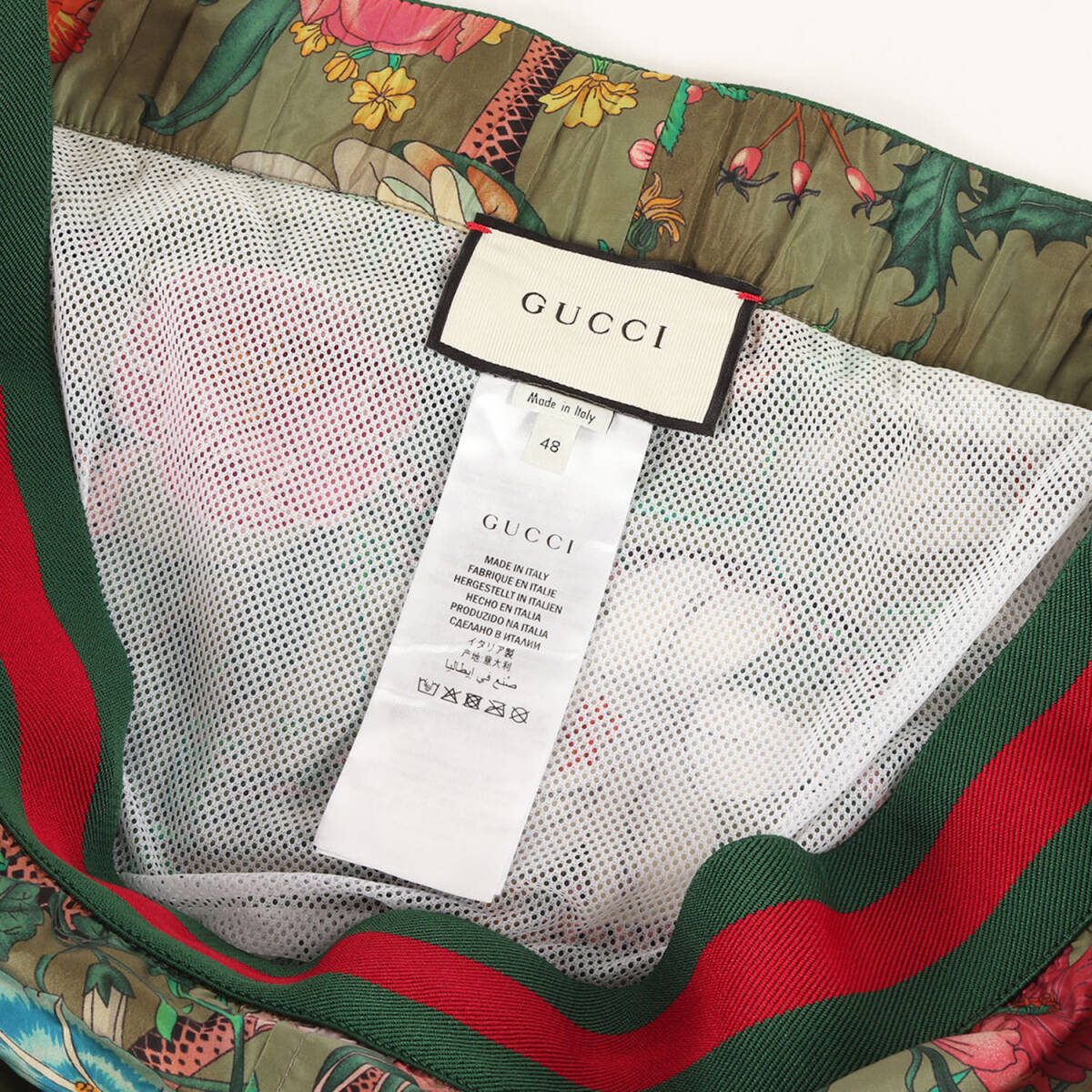 GUCCI グッチ パンツ サイズ:48 / ミケーレ期 フローラル / スネイク / バグズ シェリーライン ナイロン ウォーターショーツ (430782)