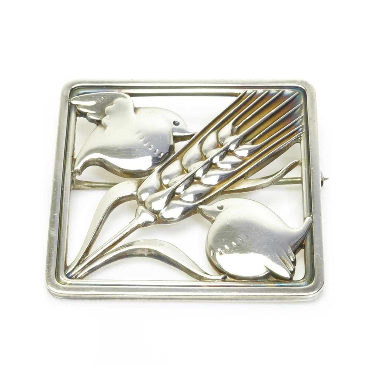 ジョージジェンセン 250 スクエア ブローチ バード 麦 鳥 GEORG JENSEN