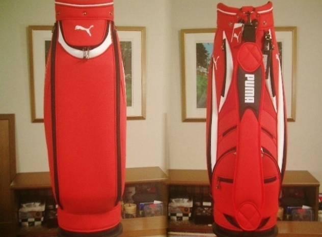 未使用　PUMA　プーマ　スポーツ?モデル　プリント柄　合皮レザー　レッド赤白　ゴルフバッグ