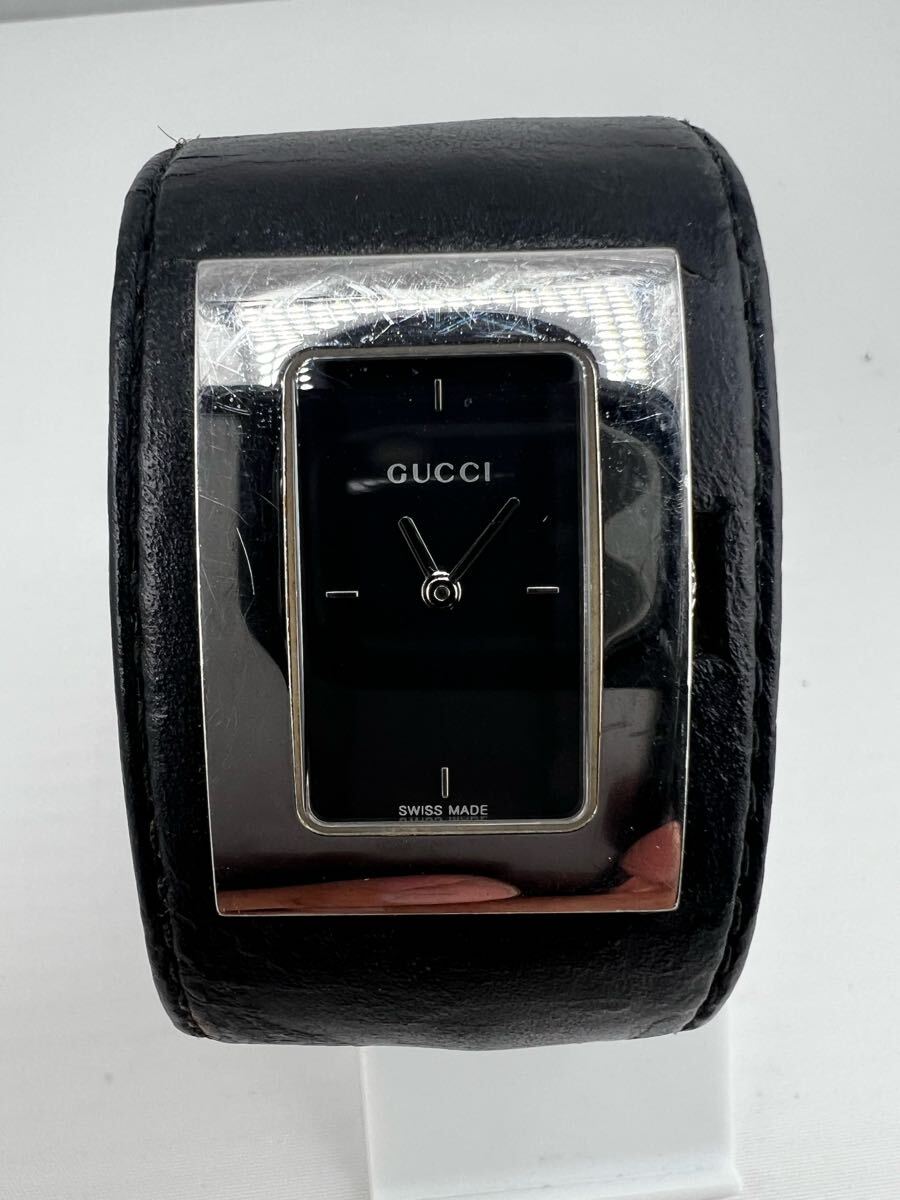 GUCCI ブラック 革ベルト腕時計 7800 L バングルウォッチ 圭買88 GUCCI グッチ 7800L バングルウォッチ ブラック文字盤