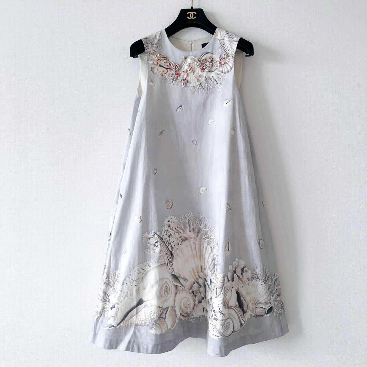 ★WEEKEND MAX MARA★アウトレット★ノースリーブポプリンドレス Weekend Max Mara ウィークエンドマックスマーラ / 貝殻 ビーズ