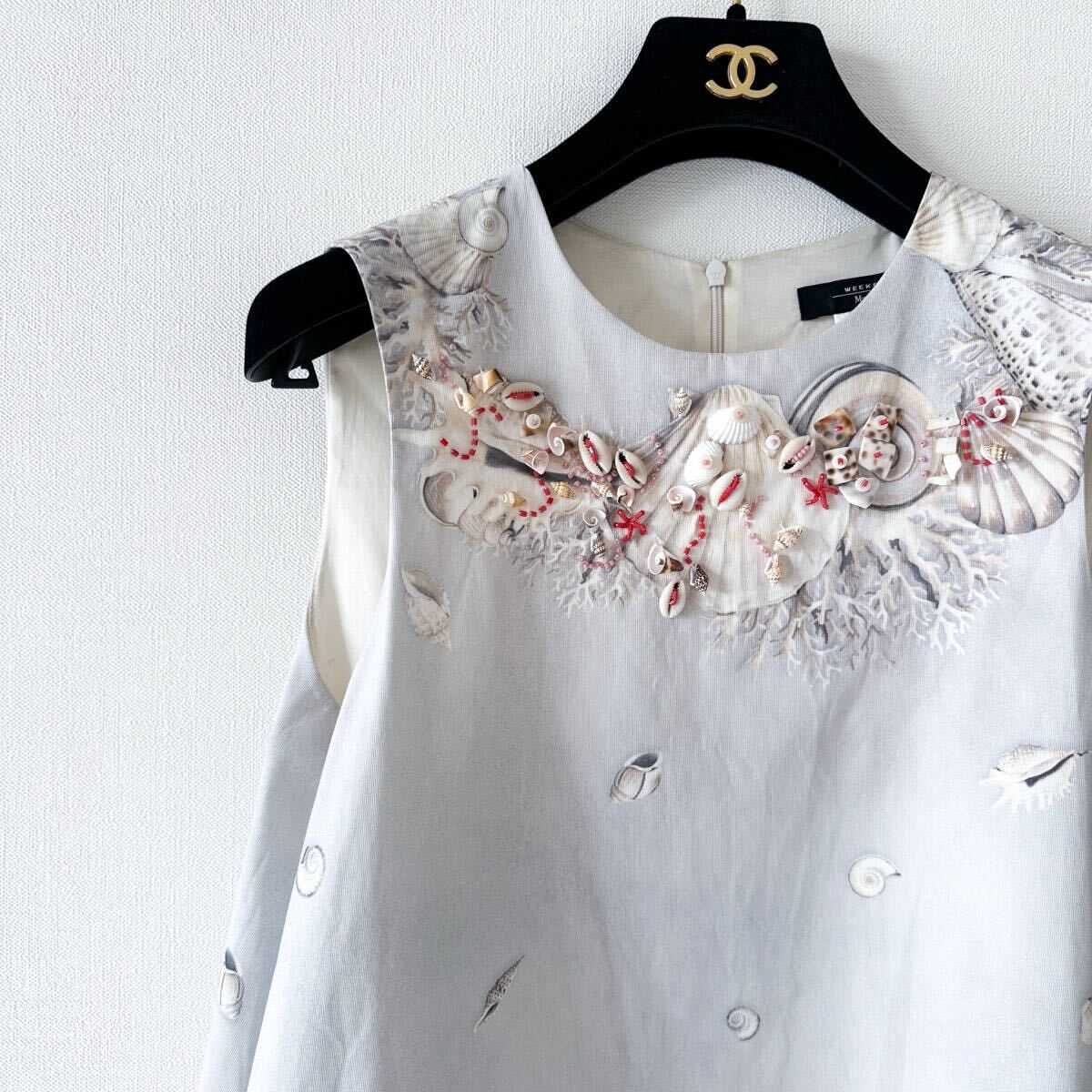 Weekend Max Mara 貝殻ビーズ刺繍 Aラインワンピース シェル柄 Weekend Max Mara ウィークエンドマックスマーラ / 貝殻 ビーズ