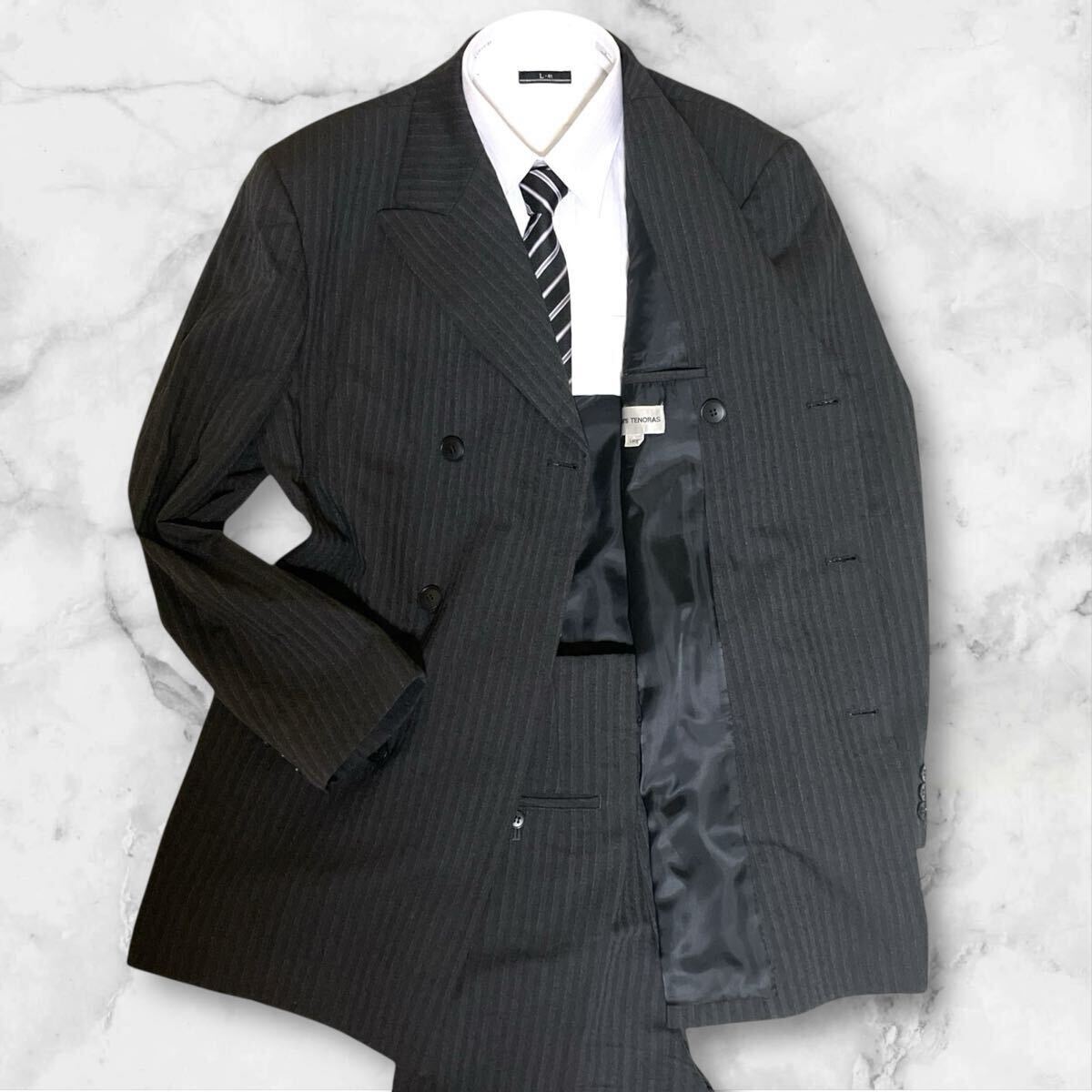 MEN'S TENORAS ダブル ペンシルストライプ セットアップ スーツ 1円〜【極美品/希少/大人の勝負服】MEN'S TENORAS メンズ