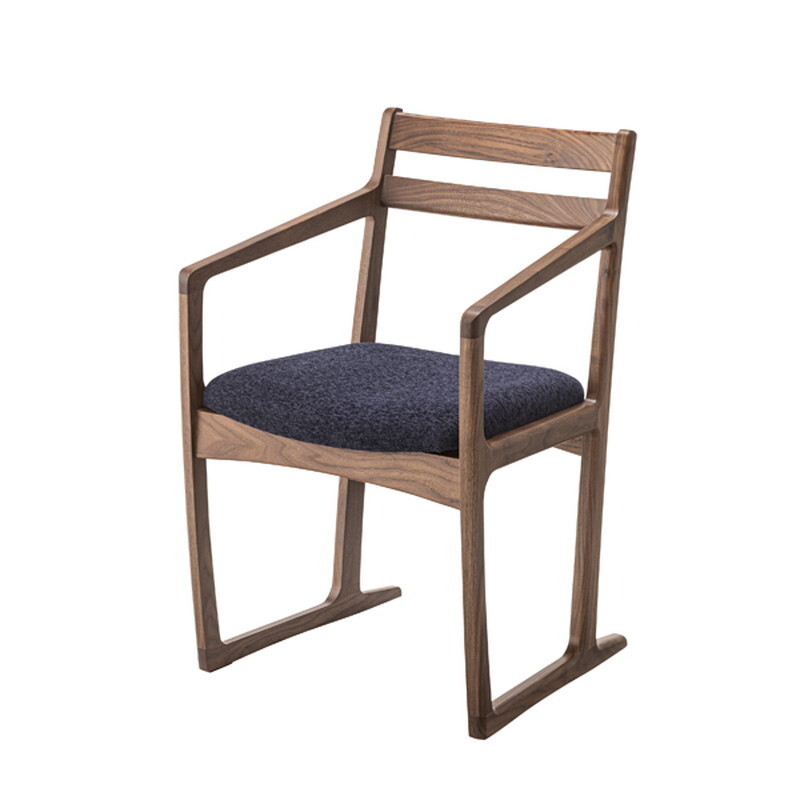 木製アームチェア ブラウン色 デザイナーズライクなダイニングアームチェア/BR‐【公式】秋島