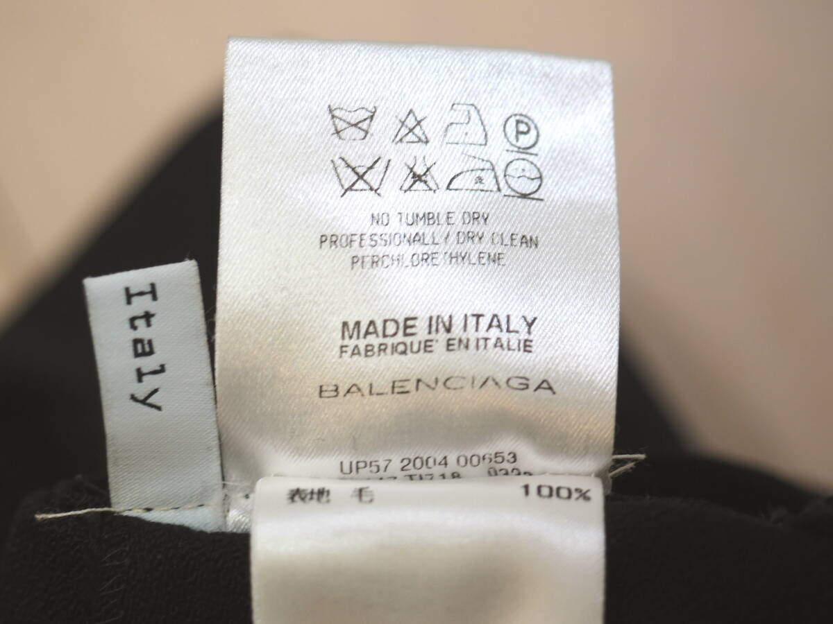 ヴィンテージ04AWアーカイブ BALENCIAGA バレンシアガ 04AWウールスカート34黒 Italy製_画像6