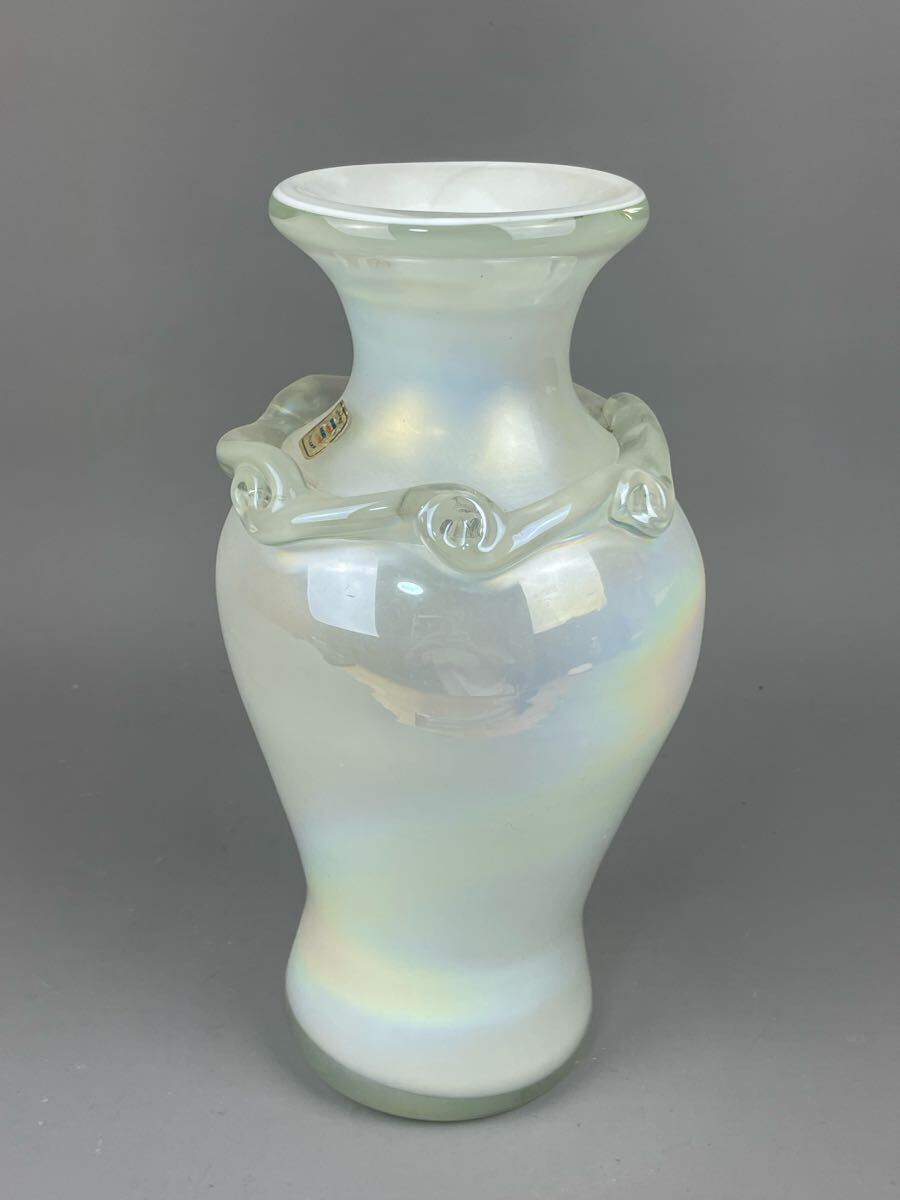 硝子花瓶 カメイガラス 工芸ガラス カメイグラス KAMEI GLASS OSAKA 花瓶 工芸硝子 ガラス 高さ約