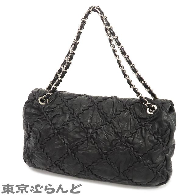 101790589 シャネル CHANEL ウルトラステッチ チェーンショルダーバッグ 15番台 ブラック シルバー金具 レザー レディース_画像2
