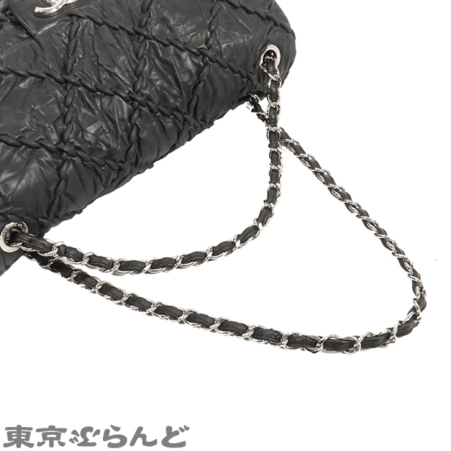 101790589 シャネル CHANEL ウルトラステッチ チェーンショルダーバッグ 15番台 ブラック シルバー金具 レザー レディース_画像4