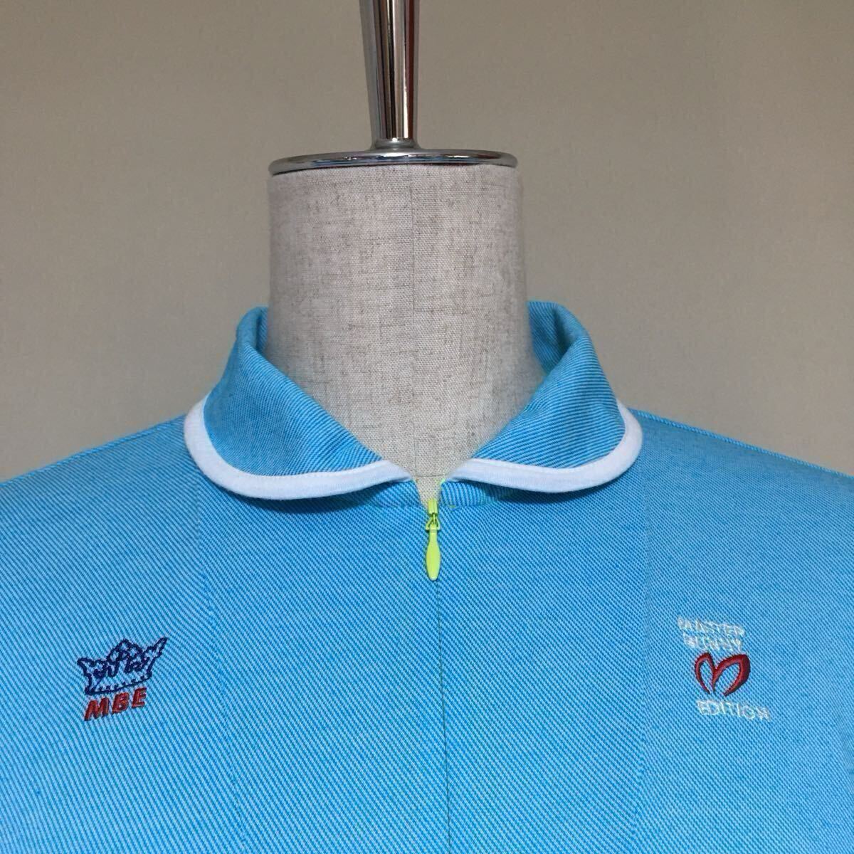 MASTER BUNNY EDITION◇マスターバニーエディション ハーフジップ ゴルフ 半袖ポロシャツ サイズ0/S相当 ブルー レディース パーリーゲイツ_画像3