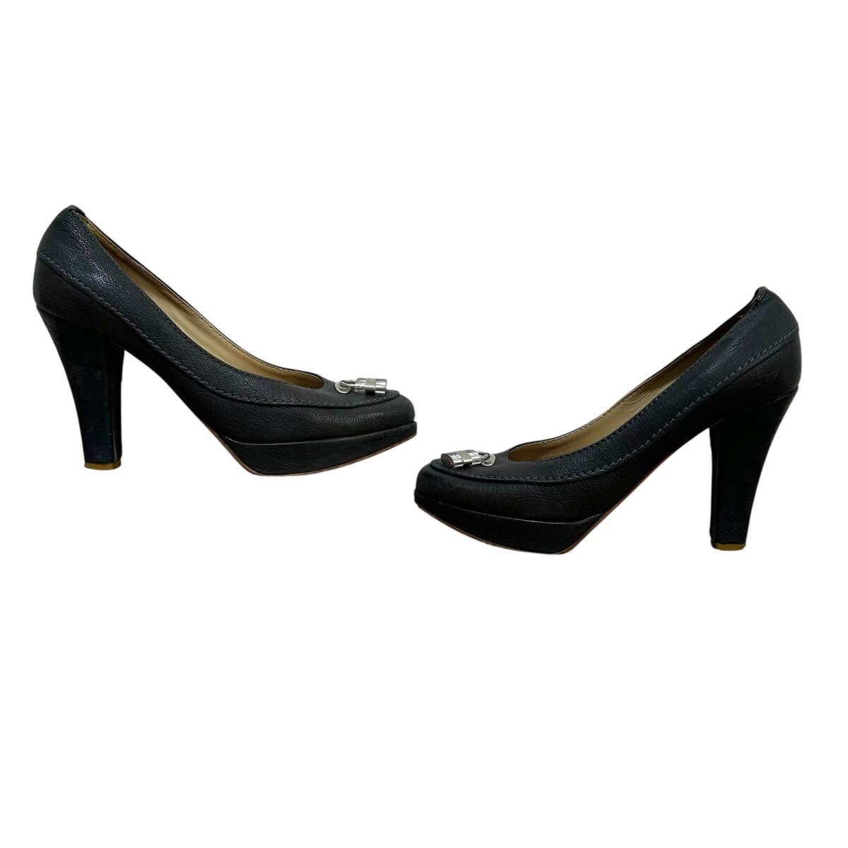 ※P5 Chloe(クロエ) ヒールレザーパンプス ハイヒール 南京錠 ブラック イタリア製 表記36.5(23.5cm相当)_画像4