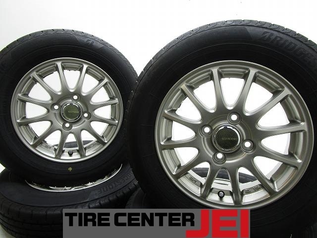 13インチ ブリヂストン 145/80R13 4J+42 100 軽自動車 中古タイヤアルミホイール4本セット送料無料(MA13-4477）