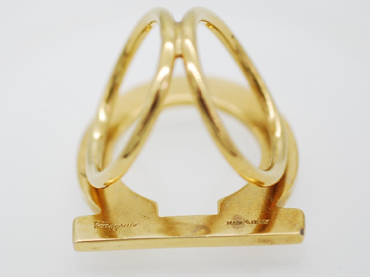 #[YS-1] Salvatore Ferragamo gun chi-ni шарф кольцо # GP Gold примерно 4cmx4cm # Италия производства [ включение в покупку возможность товар ]#C