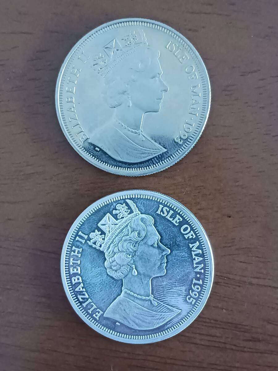 ★ISLE OF MAN マン島★三菱零式戦闘機1CROWN PROOF銀貨+恐竜DIPLODOCUS 1CROWN PROOF貨★計2PCS★1995・1993年★_画像2
