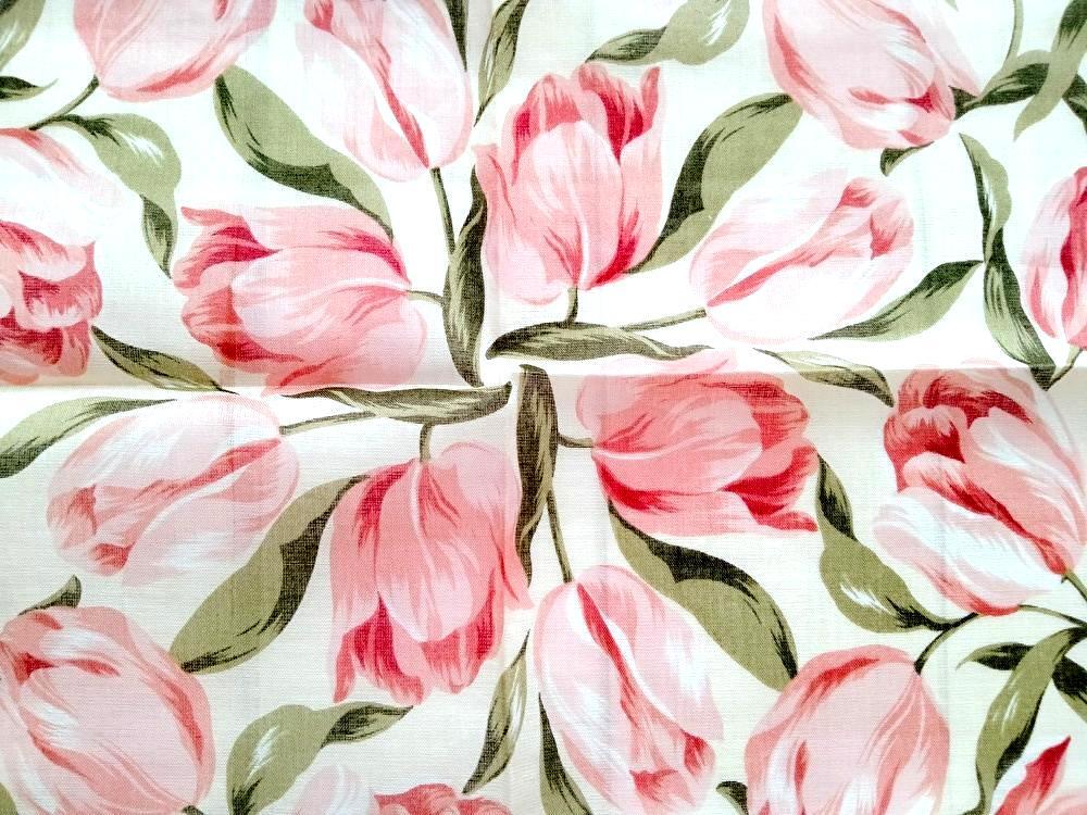 新品★即決★renoma レノマ ハンカチ チューリップ 花柄 レディース 女性 綿１００％ ブランド クリームｘピンク _画像2