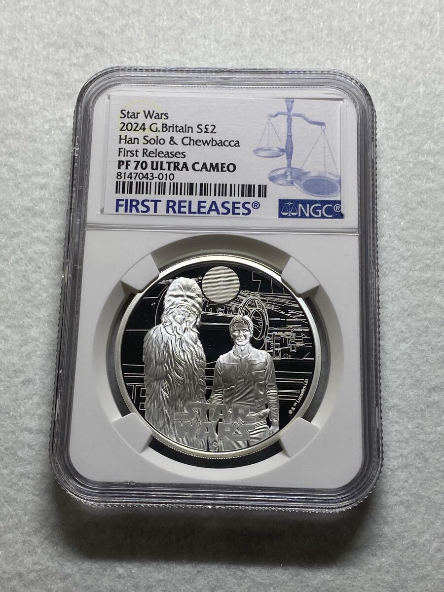 2024 英国 銀貨 スターウォーズ ハン・ソロとチューバッカ PF70UC 1円出品、売り切りです!2024年 イギリス 2ポンドプルーフ銀貨
