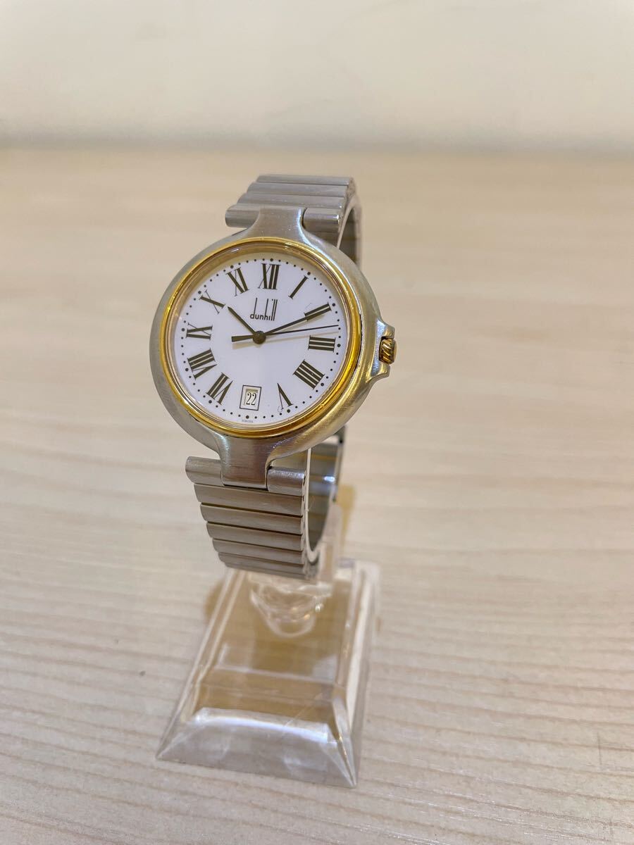 ダンヒル ミレニアム 36mm ゴールドメッキ 1980年代 腕時計 ローマ数字 dunhill ダンヒル ミレニアム デイト ホワイト文字盤 36mm