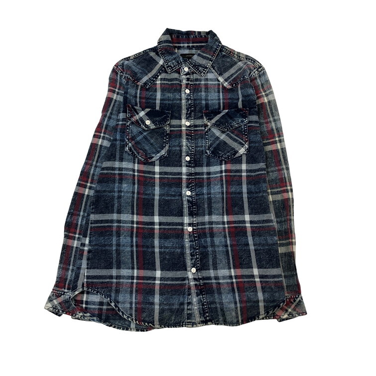 2504F-208 メンズ roshell ロシェル ブルー シャツ M 【送料一律！800円】_画像1