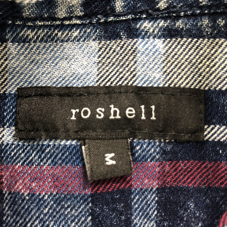 2504F-208 メンズ roshell ロシェル ブルー シャツ M 【送料一律！800円】_画像2