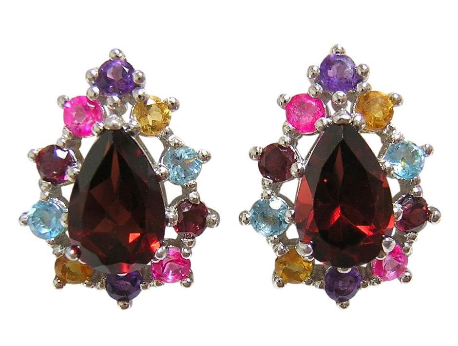 『天然ガーネット』 ピアス マルチ天然石 アメジスト シトリン ブルートパーズ ガーネット トパーズ_画像1