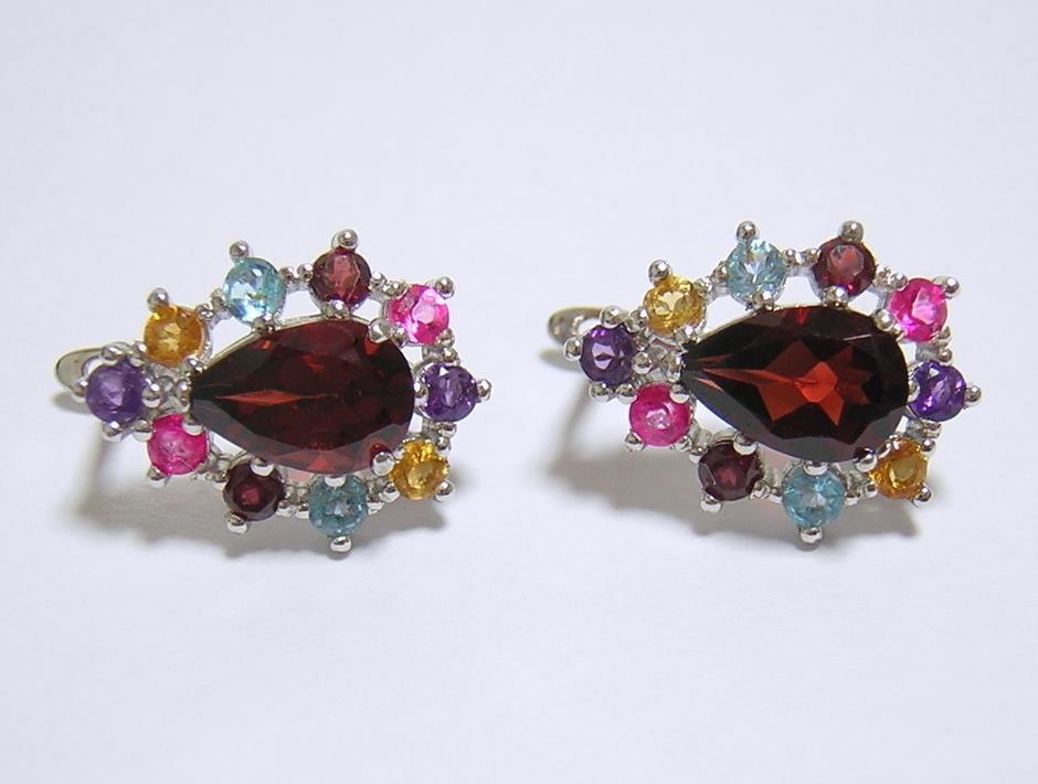 『天然ガーネット』 ピアス マルチ天然石 アメジスト シトリン ブルートパーズ ガーネット トパーズ_画像3