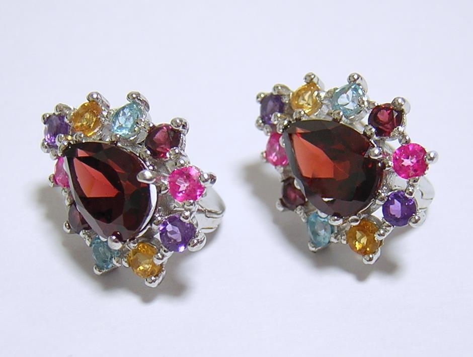 『天然ガーネット』 ピアス マルチ天然石 アメジスト シトリン ブルートパーズ ガーネット トパーズ_画像4