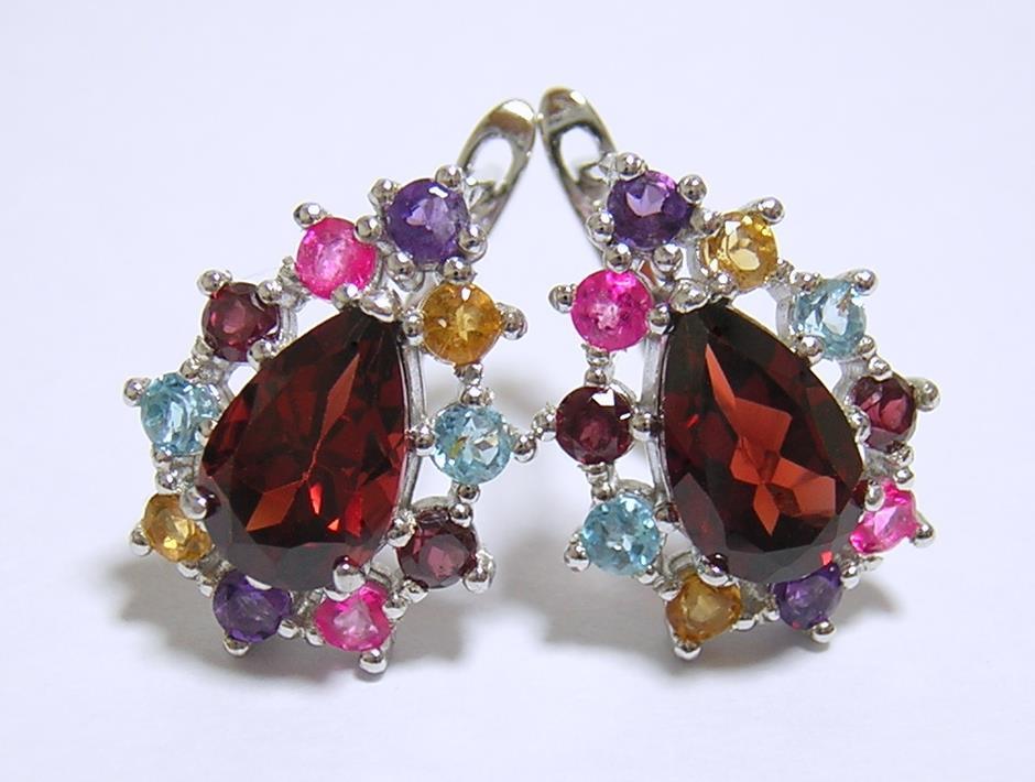 『天然ガーネット』 ピアス マルチ天然石 アメジスト シトリン ブルートパーズ ガーネット トパーズ_画像9