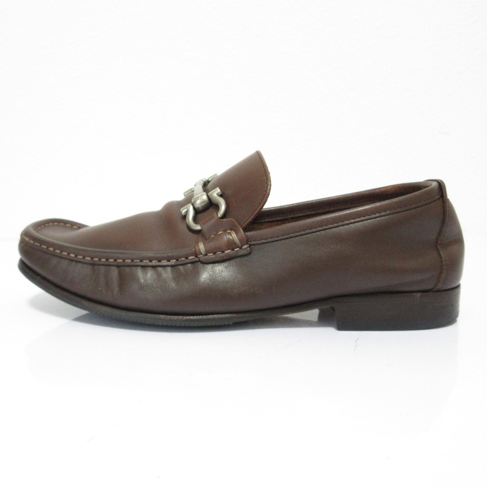  хорошая вещь Salvatore Ferragamo Salvatore Ferragamo gun chi-ni кожа bit Loafer 7.5 25.5cm соответствует Brown 