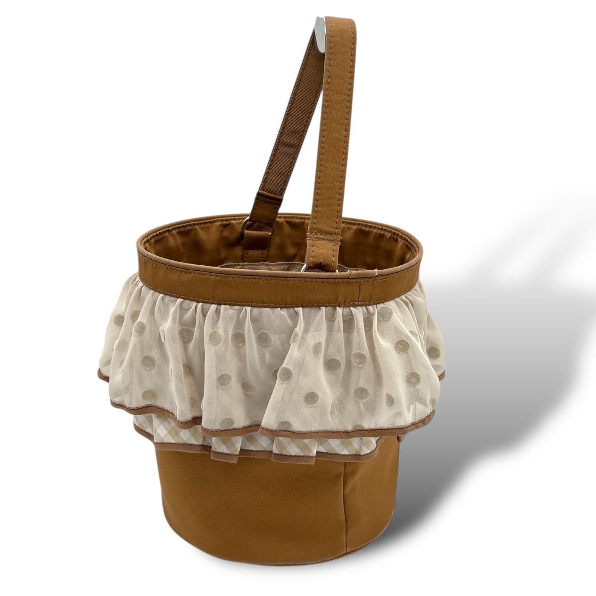 セツコサジテール ハンドバッグ 水玉 ピクニック バケツ 型 ドット ブラウン セツコサジテール ハンドバッグ 水玉 ピクニック バケツ 型