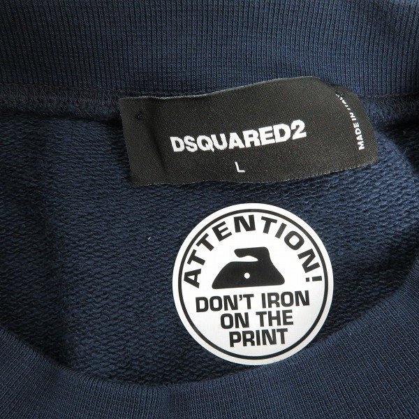 【DSQUARED2】ロゴプリント クルーネック コットンスウェット ☆DSQUARED2/ディースクエアード ロゴコットンクルーネック長袖