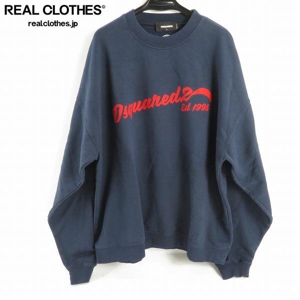 D SQUARED2 ロゴコットン クルーネック長袖スウェットシャツ ☆DSQUARED2/ディースクエアード ロゴコットンクルーネック長袖