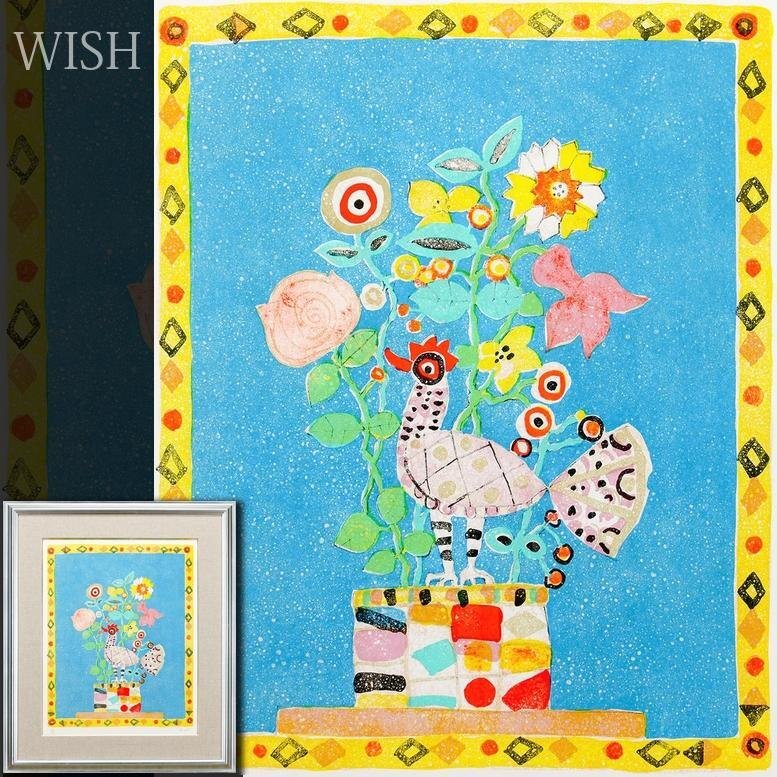 アイズピリ リトグラフ 大作 【直筆サイン入り】*** 真作】【WISH】アイズピリ Paul Aizpiri「青い背景の花