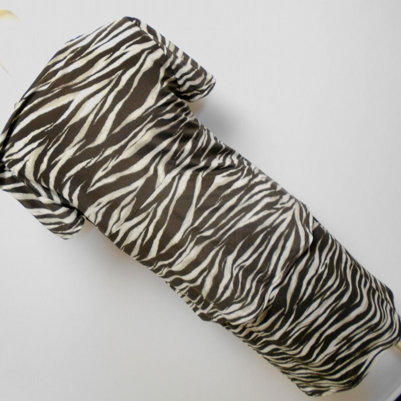 957886 Leilian レリアン 茶×白柄 半袖 セットアップ 9_画像4