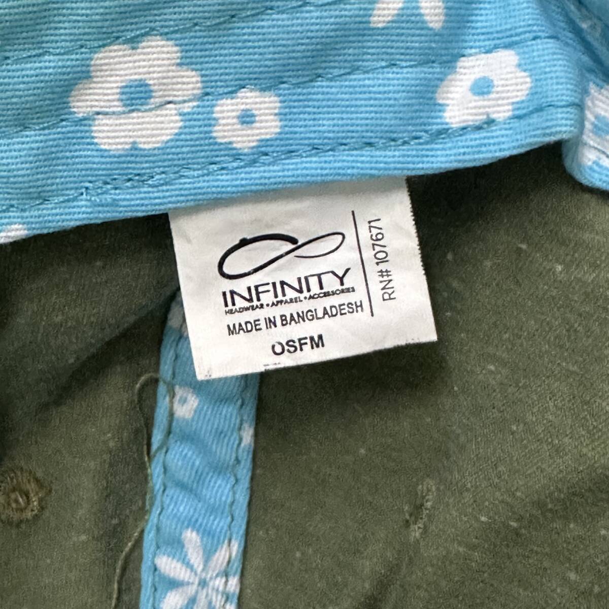 usa古着キャップ 可愛い刺繍キャップ アーミーグリーン 裏地花柄 汚れ有り_画像7