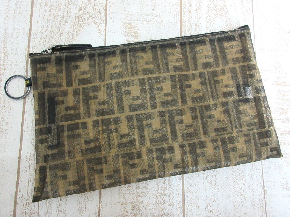 FENDI/フェンディ：ズッカ柄 メッシュポーチ クラッチバッグ オールド 中古/USED_画像1
