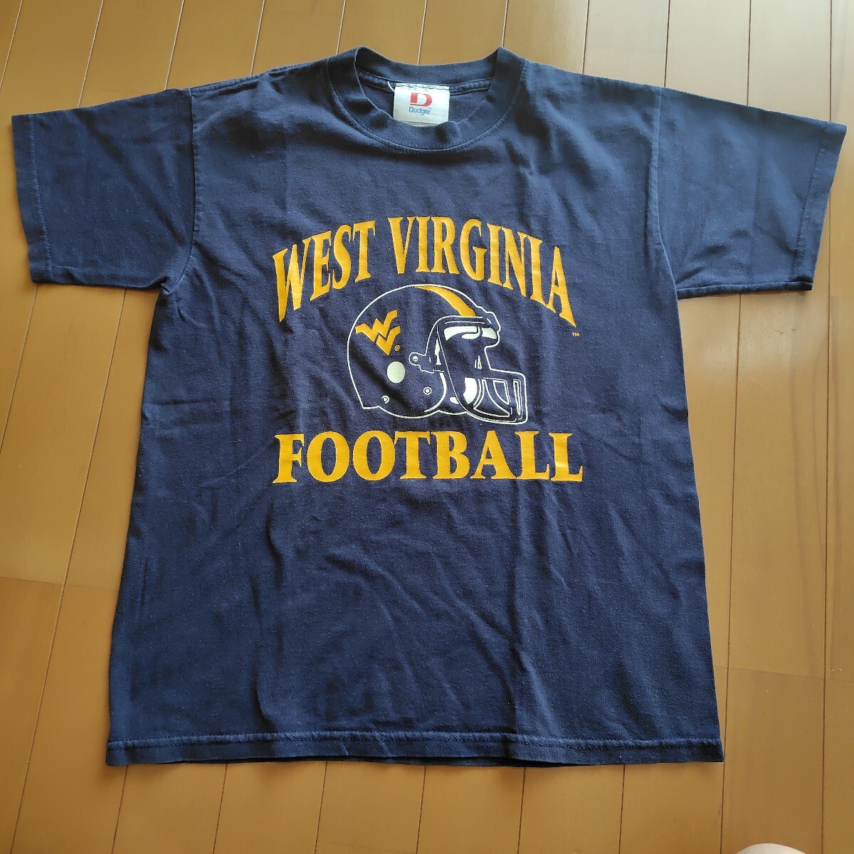90s Dodger ドジャー WEST VIRGINIA FOOTBALL Ｔシャツ M（表示USyouthXL)_画像1
