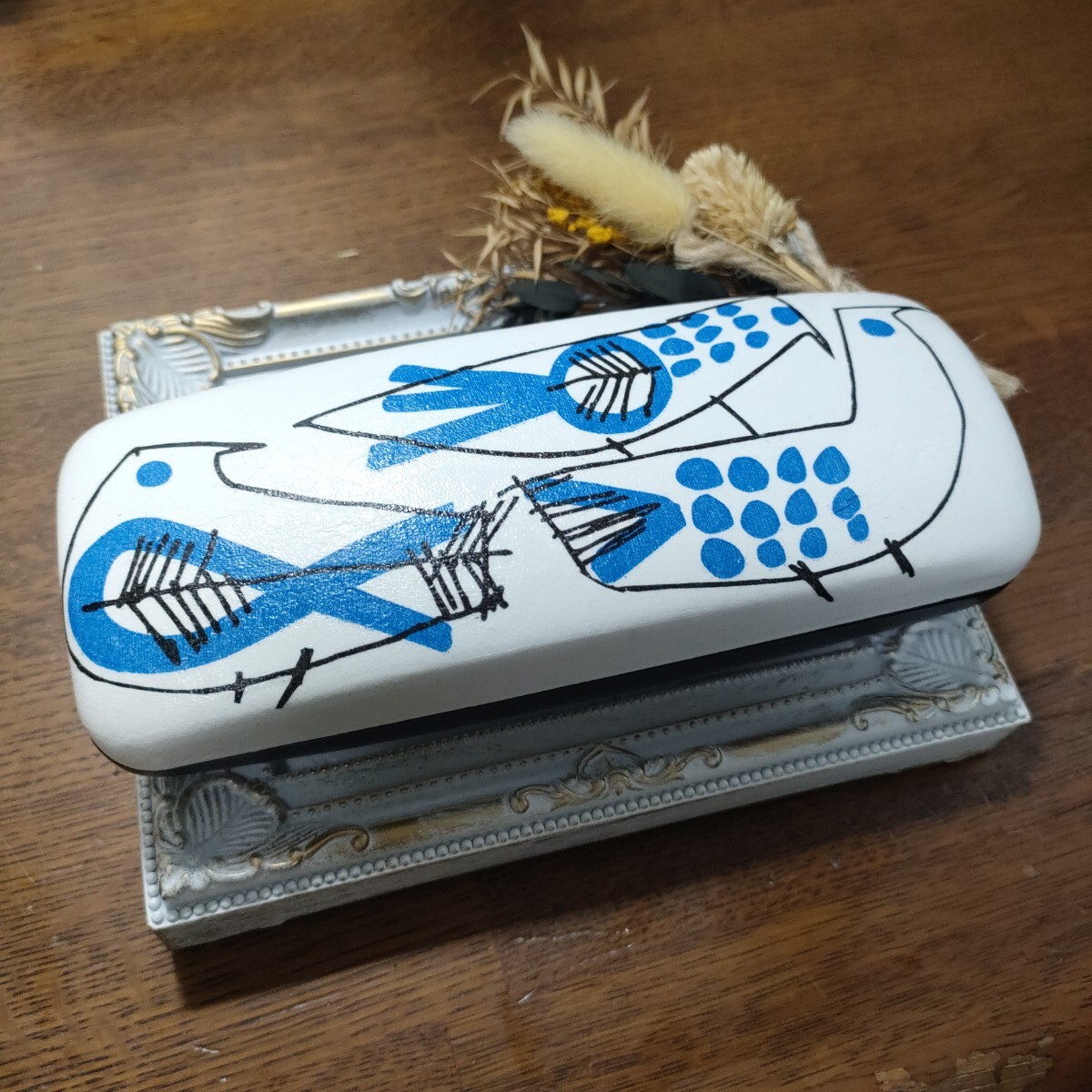 メガネケース インテリア 収納ケース ハンドメイド デコパージュ メガネケース 眼鏡ケース 鳥 とり柄 デコパージュ ハンドメイド