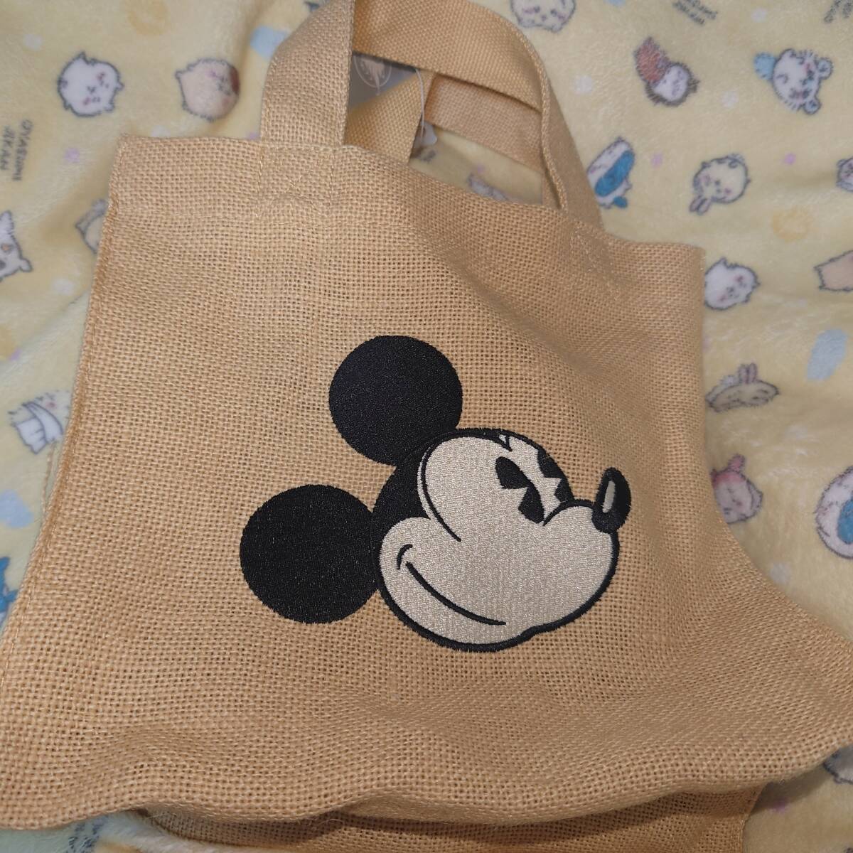 ミッキーマウス(フェイス) トートバッグ Sサイズ 刺しゅう Linen Tote ディズニー ディズニーストア限定_画像1