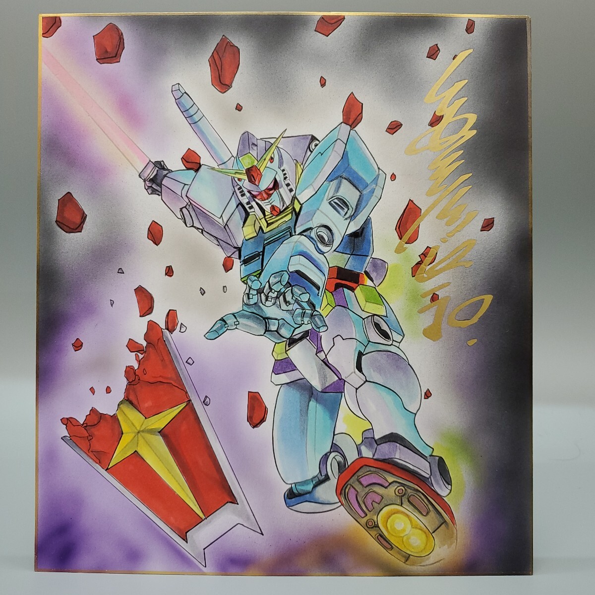 安彦良和 機動戦士ガンダムTHE ORIGIN 直筆カラーイラストサイン色紙 安彦良和 機動戦士ガンダムTHE ORIGIN カラー サイン 色紙 模写