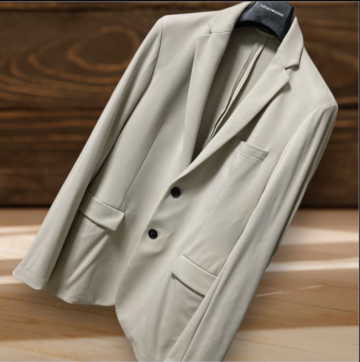 ★光沢感 Lサイズ★ エンポリオアルマーニ テーラードジャケット イタリア製 白 超美品 EMPORIO ARMANI エンポリオアルマーニ メンズ ビジネス