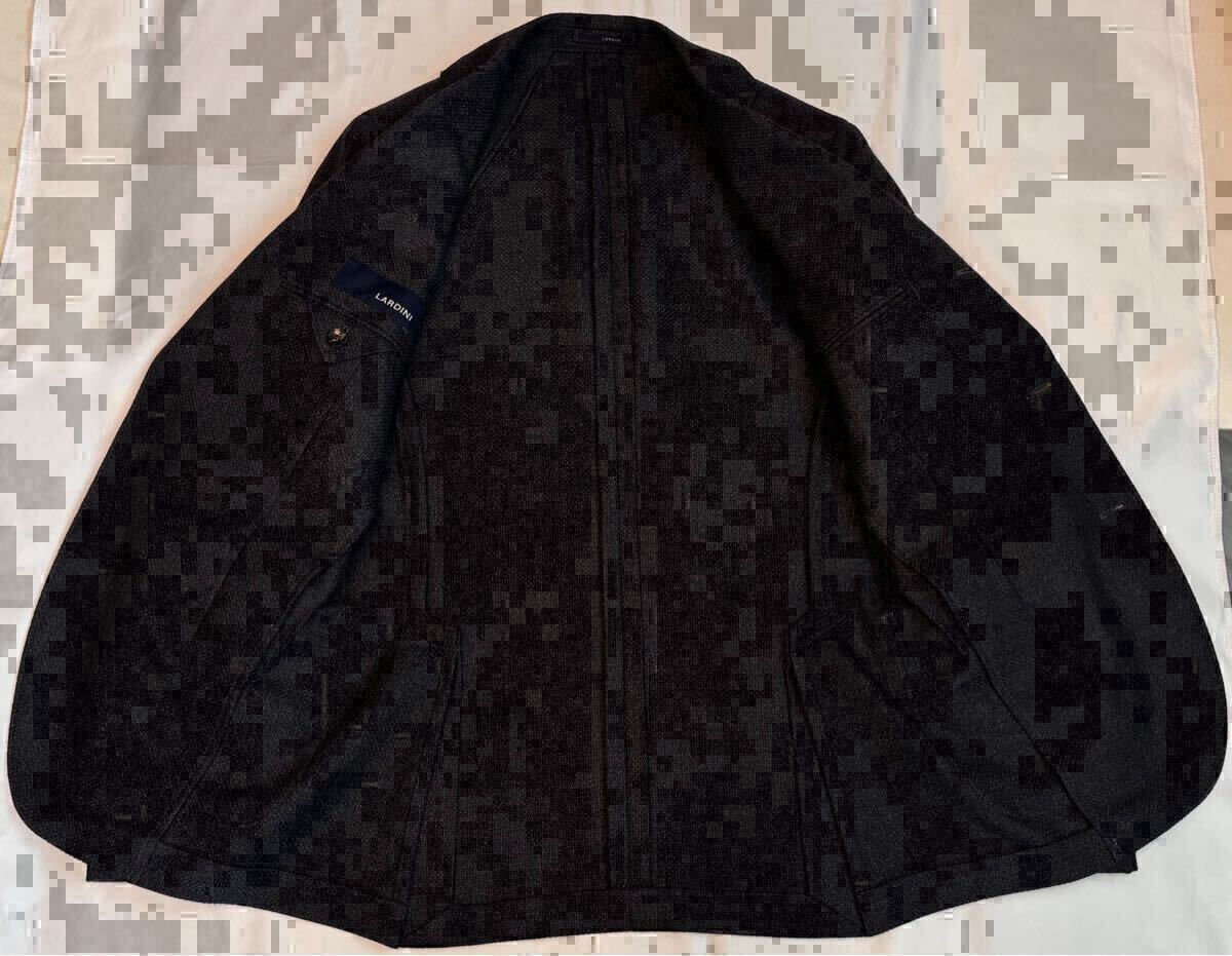 <美品>LARDINI ネイビー ツイードジャケット ブートニエール サイズ42 状態良好 LARDINI 近年モデル ラルディーニ サイズ 44 S〜M