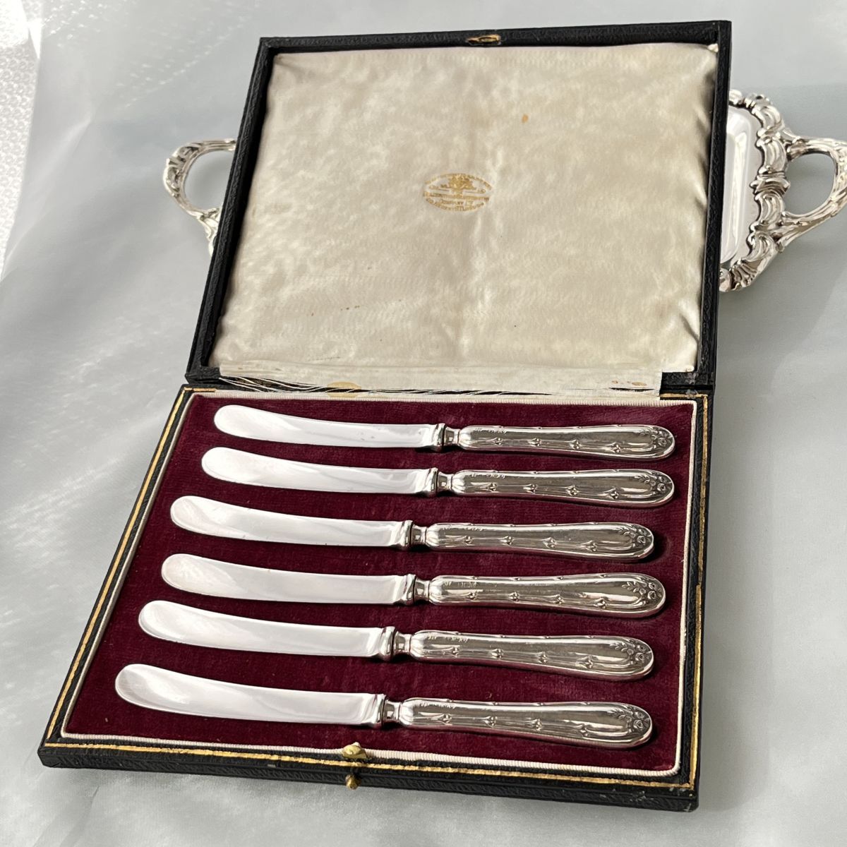 【John Sanderson】 【純銀ハンドル】ローズのティーナイフ 薔薇 John Sanderson】 【純銀ハンドル】ローズのティーナイフ 6本