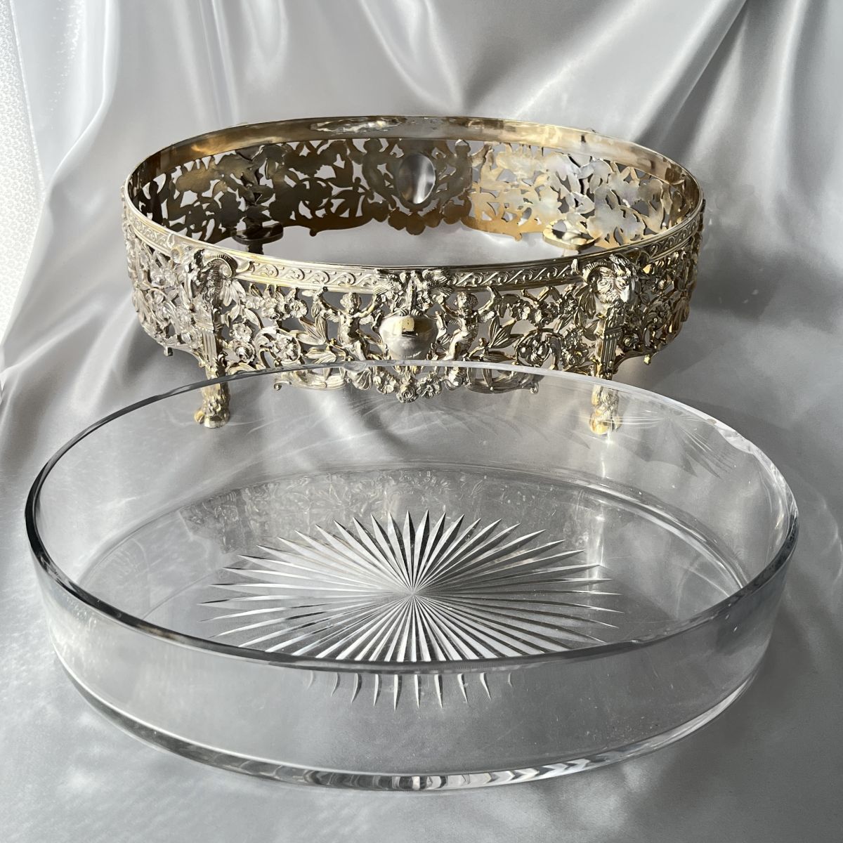 【PAIRPOINT】 天使のセンターピース【シルバープレート/ガラス】大型！！ PAIRPOINT】 天使のセンターピース【シルバープレート/ガラス