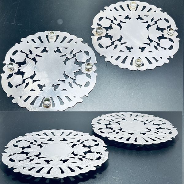 透かし】 ティーセンター/ポットマット ペア【シルバープレート】