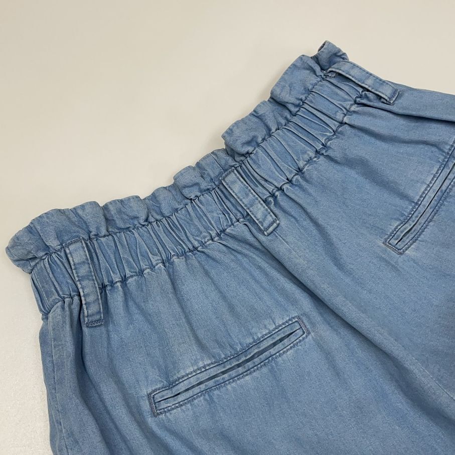 ZARA /M/ ブルー ライトデニム ワイドパンツ ジーンズ レディース カジュアル アウトドア キャンプ 通勤 フェミニン 大人可愛い生地 ザラ