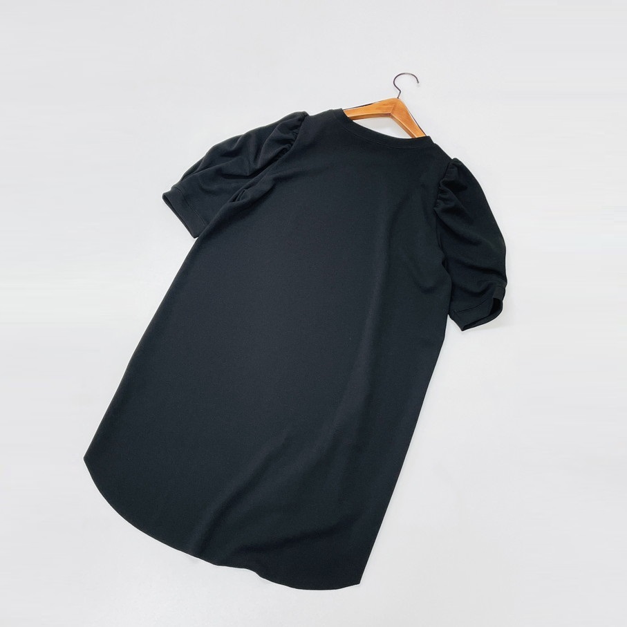 2セットまとめ売り ZARA /L/ ホワイト半袖Tシャツ ブラック パフスリーブワンピース トップスブルー刺繍ドレス生地コットンストレッチ ザラ