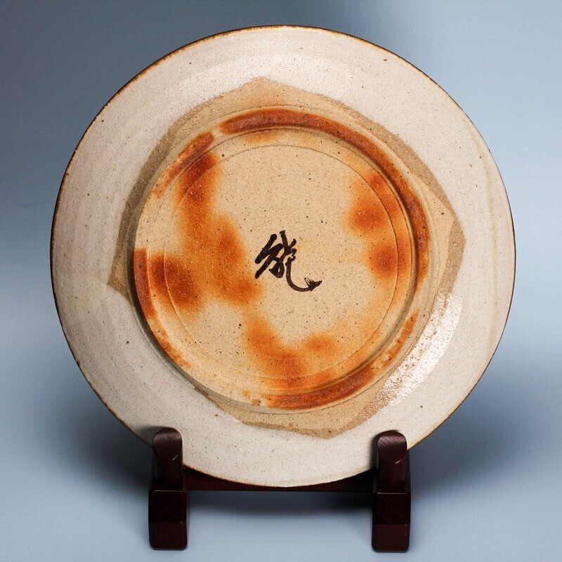 真作 人間国宝 藤本能道 赤絵花紋鉢 経約16センチ 人間国宝 藤本能道 幅31cmの大型作品 赤絵草花皿 共箱 本物保証